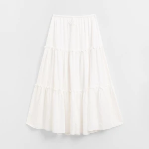 Biała spódnica maxi na gumce z falbanami House