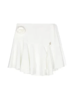 Biała Spódnica Mini z Falbanami Blumarine