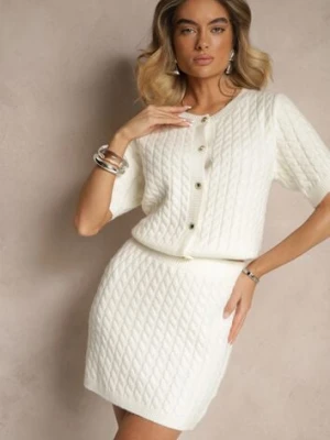 Biała Spódnica Sweterkowa z Wełną High Waist Selzeki