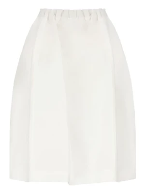 Biała Spódnica z Bawełny Elastyczny Pas Kieszenie Marni