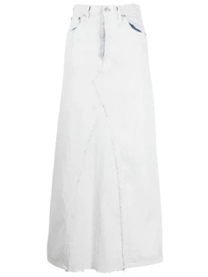 Biała spódnica z dżinsu z zamkiem błyskawicznym i kieszeniami Maison Margiela