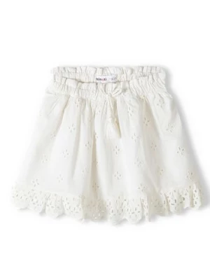 Biała spódniczka krótka haftowana z bawełny Minoti