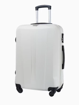 Biała średnia walizka na czterech kołach Puccini
