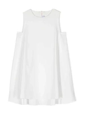 Biała Sukienka Bez Rękawów z Asymetrycznym Szyfonem Il Gufo