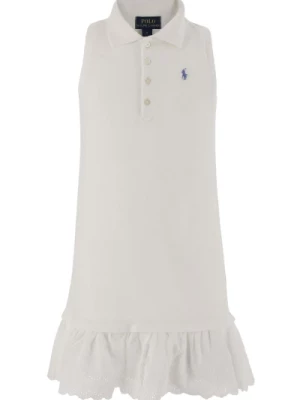 Biała Sukienka Bez Rękawów z Logo Polo Ralph Lauren