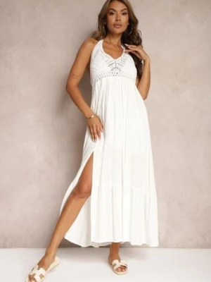 Biała Sukienka Boho Rozkloszowana z Wiskozy Risalenne bisou's project