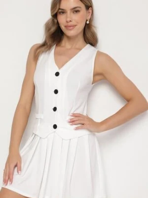 Biała Sukienka Góra w Stylu Kamizelki i Rozkloszowany Dół Eviraia new collection