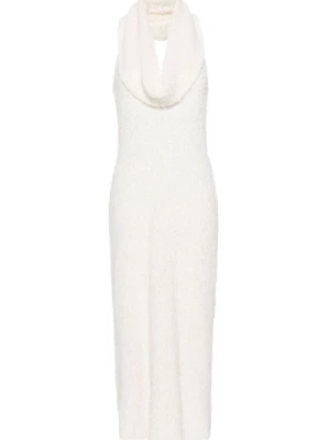 Biała Sukienka Maxi z Bawełny Bouclé Magda Butrym