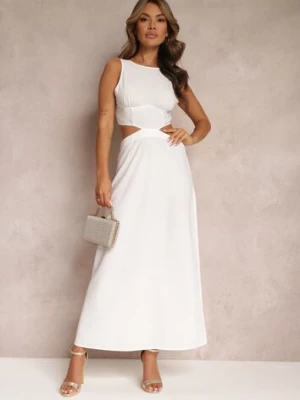 Biała Sukienka Maxi z Wycięciami i Wiązaniem na Plecach Madissa