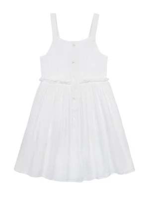 Biała sukienka na ramiączkach bawełniana dla dziewczynki Minoti