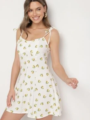 Biała Sukienka na Wiązanych Ramiączkach w Cytryny Efrunea lovery