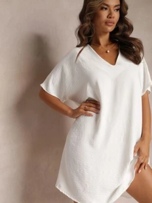 Biała Sukienka o Kroju Nietoperza z Ozdobnym Wiązaniem na Plecach Cylean new collection