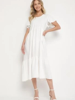 Biała Sukienka o Rozkloszowanym Kroju z Wiskozą Filastia ann gissy