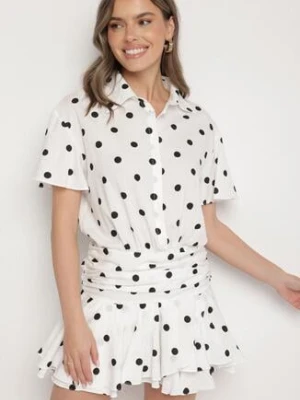 Biała Sukienka Ozdobiona Falbankami Rinaritia retro & icone