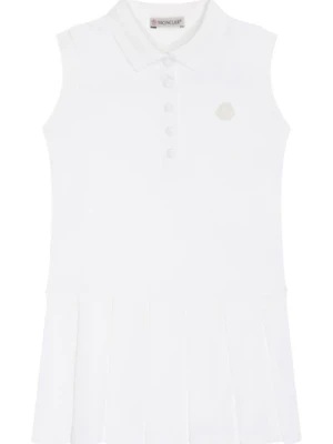 Biała Sukienka Polo bez Rękawów z Logo Moncler