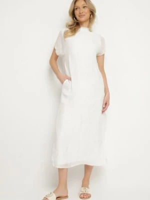 Biała Sukienka Pudełkowa Ozdobiona Wiązaniem Napelira rosa