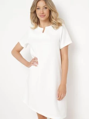 Biała Sukienka Trapezowa Mini z Kieszeniami Hreona new collection