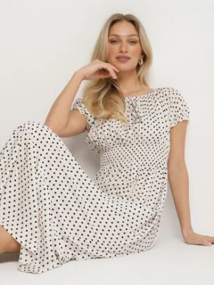 Biała Sukienka z Bawełną w Kropki Ellisla j&x
