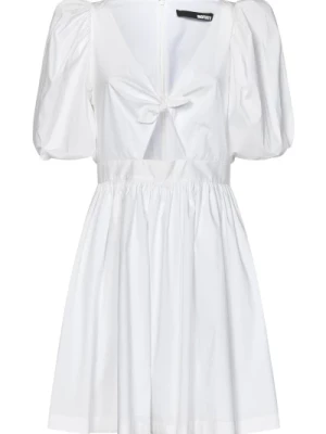 Biała Sukienka z Bawełnianym Puff Rękawem Rotate Birger Christensen