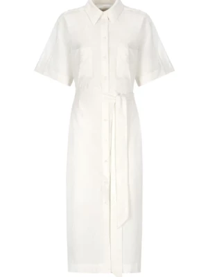 Biała Sukienka z Bawełny z Kołnierzem Maison Kitsuné