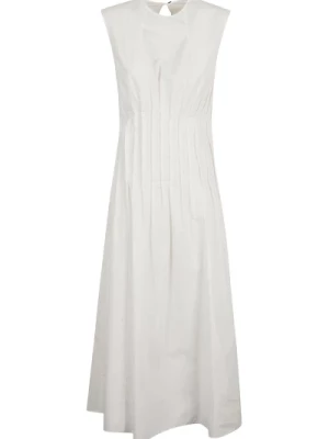 Biała Sukienka z Bawełny z Pintuckami Khaite
