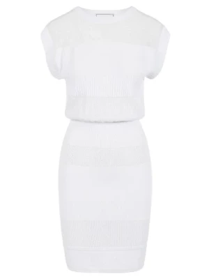 Biała Sukienka Z Dżerseju z Logo Iceberg