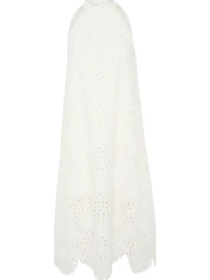 Biała Sukienka z Haftem Angielskim Karen by Simonsen