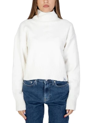 Biała Sweter z Golfem dla Kobiet Calvin Klein Jeans