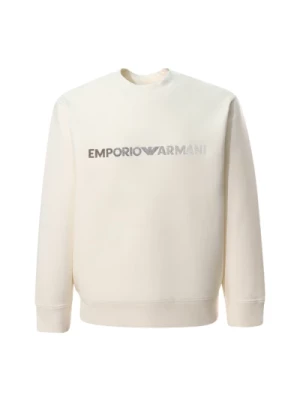 Biała Sweter z Haftowanym Logo Emporio Armani