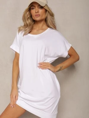 Biała T-shirtowa Sukienka Pudełkowa z Elastycznej Bawełny Ellensa glo-story