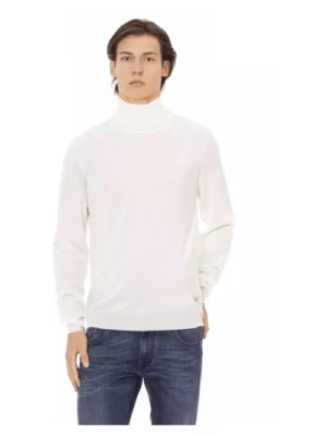 Biała Tkaninowa Sweter z Golfem Baldinini