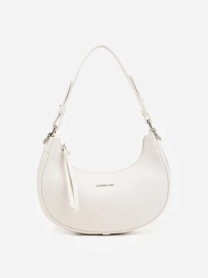 Biała Torebka Bagietka w Kształcie Półksiężyca z Paskiem Crossbody Dianialla Luigisanto