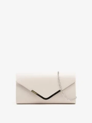 Biała Torebka Kopertówka z Dodatkowym Łańcuszkiem Zdobiona Aplikacją Fleanna caely