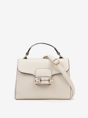 Biała Torebka Listonoszka z Rączką i Ozdobną Aplikacją Alamira fashion&bags