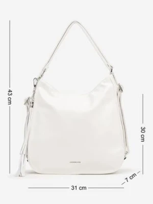 Biała Torebka na Ramię z Brelokiem z Frędzlami Helkio luigisanto
