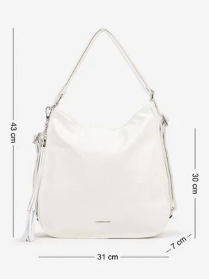 Biała Torebka na Ramię z Frędzlami i Suwakami Rivkio luigisanto