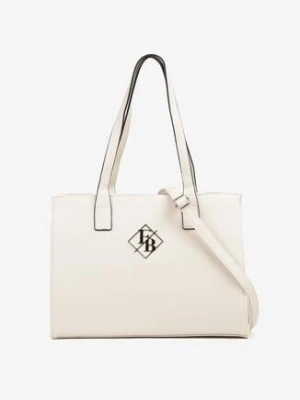 Biała Torebka Shopperka z Metaliczną Ozdobą Mirseki caely