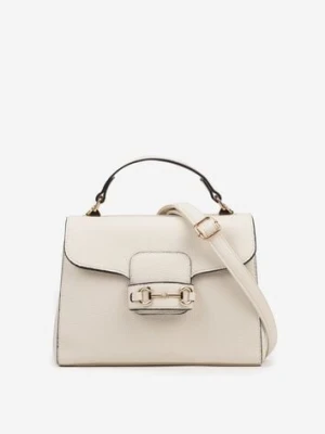 Biała Torebka Typu Listonoszka z Rączką i Klapą z Aplikacją Alatiela fashion&bags