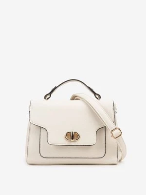 Biała Torebka Typu Listonoszka z Rączką i Ozdobną Klapą Monevia caely