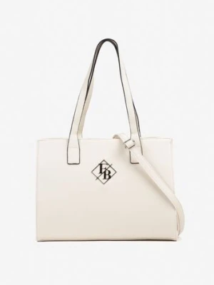 Biała Torebka w Stylu Shopperki Ozdobione Metaliczną Aplikacją Honevia caely