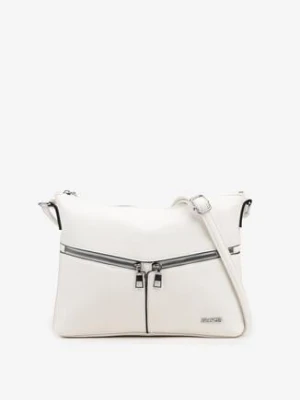 Biała Torebka z Regulowanym Paskiem i Ozdobnymi Suwakami Malarelle francis