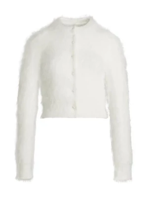 Biała Wełniana Sweter z Zapięciem na Guziki Maison Margiela