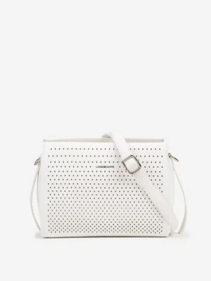 Biała Wieczorowa Torebka Listonoszka z Metaliczną Aplikacją Idarela luigisanto