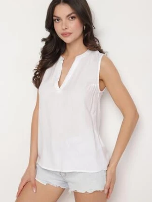 Biała Wiskozowa Bluzka Ozdobiona Wycięciem Tilonira fresh made