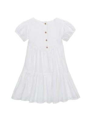 Biała zwiewna sukienka z bawełny dla dziewczynki Minoti