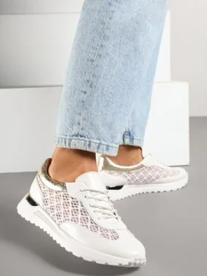 Białe Ażurowe Sneakersy Ozdobione Metalicznymi Wstawkami Sdivane mellisa