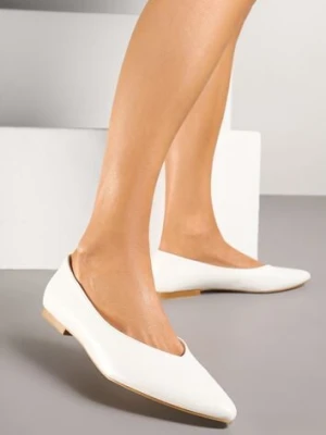 Białe Balerinki Vices Ozdobione Migdałowym Noskiem Neoranea