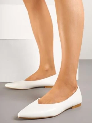 Białe Balerinki Vices z Migdałowym Noskiem Neomaria