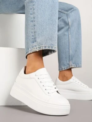 Białe Basicowe Sneakersy na Platformie Milio via giulia