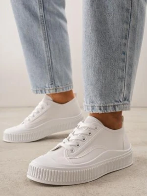 Białe Basicowe Trampki z Podeszwą ze Żłobieniami Laurinatea ballada